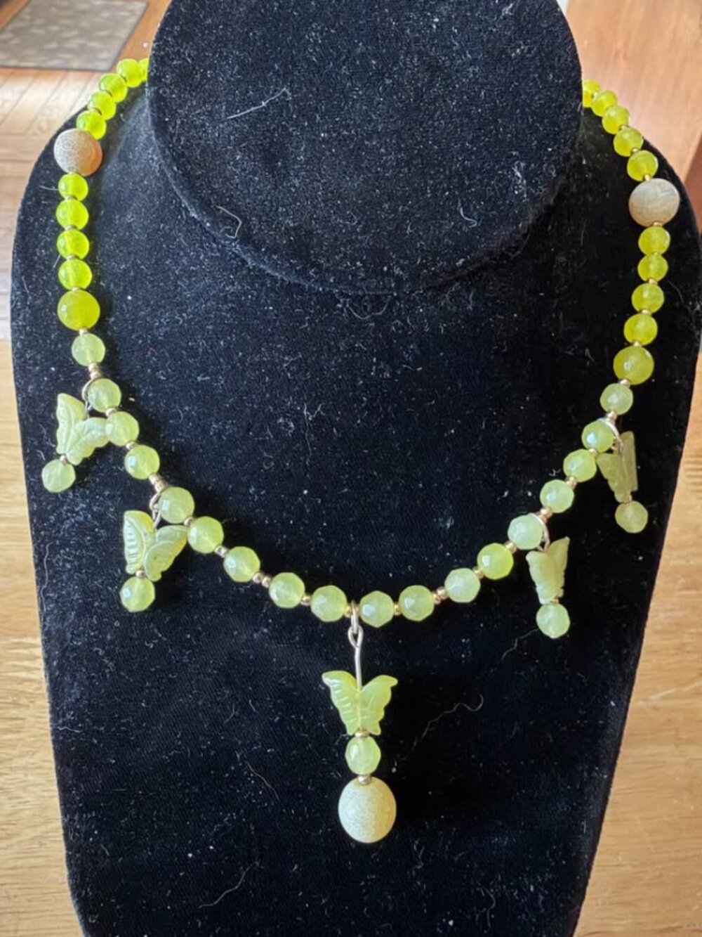 Yellow agate butterfly necklace